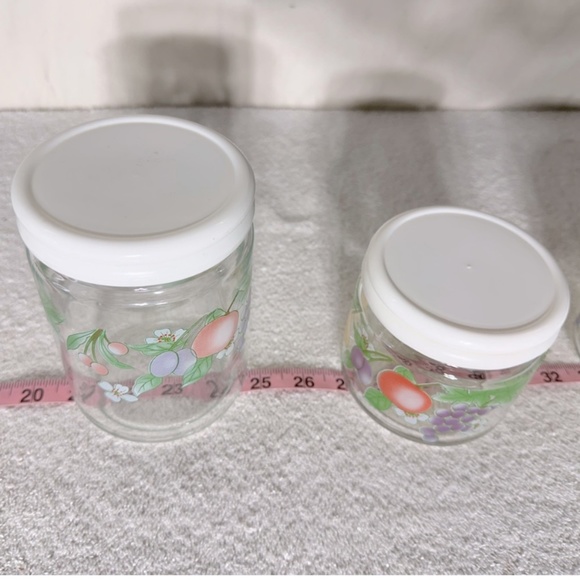 Vintage 80s KIG Indonesia Glass Fruit Flower Canister Set (3) - Picture 12 of 12
